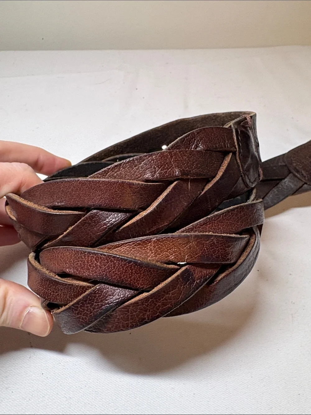 Hollister Brown Braided Leather Belt Size XS/S